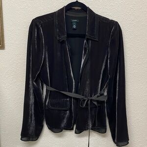 J.Crew Charcoal Ruby Velvet Jacket Silk Rayon Velvet Grosgrain Ribbon 8